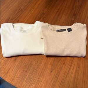 2 Liz Claiborne Beige and White ribbed knit tops Sz XL